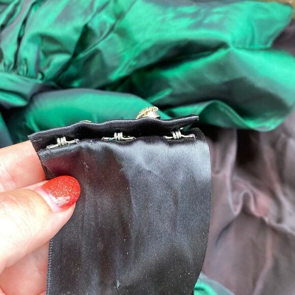 Gunne Sax By Jessica McClintock 80’s-90’s Halter Taffeta Green Bow Dress - Picture 9 of 16